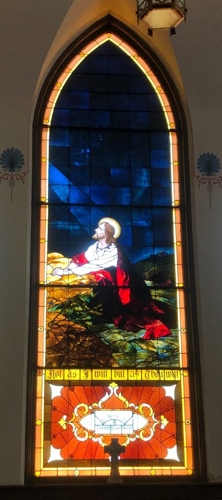 Who We Are - First Presbyterian Church of Eaton Stained Glass Window Jesus Praying cropped