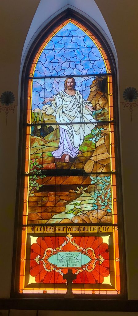 Who We Are - First Presbyterian Church of Eaton Stained Glass Window Jesus Resurrected cropped